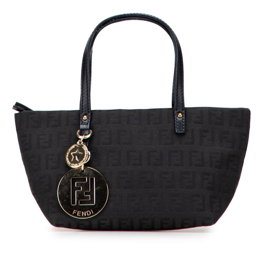 Vintage Fendi Mini Black Zucca Top Handle Bag