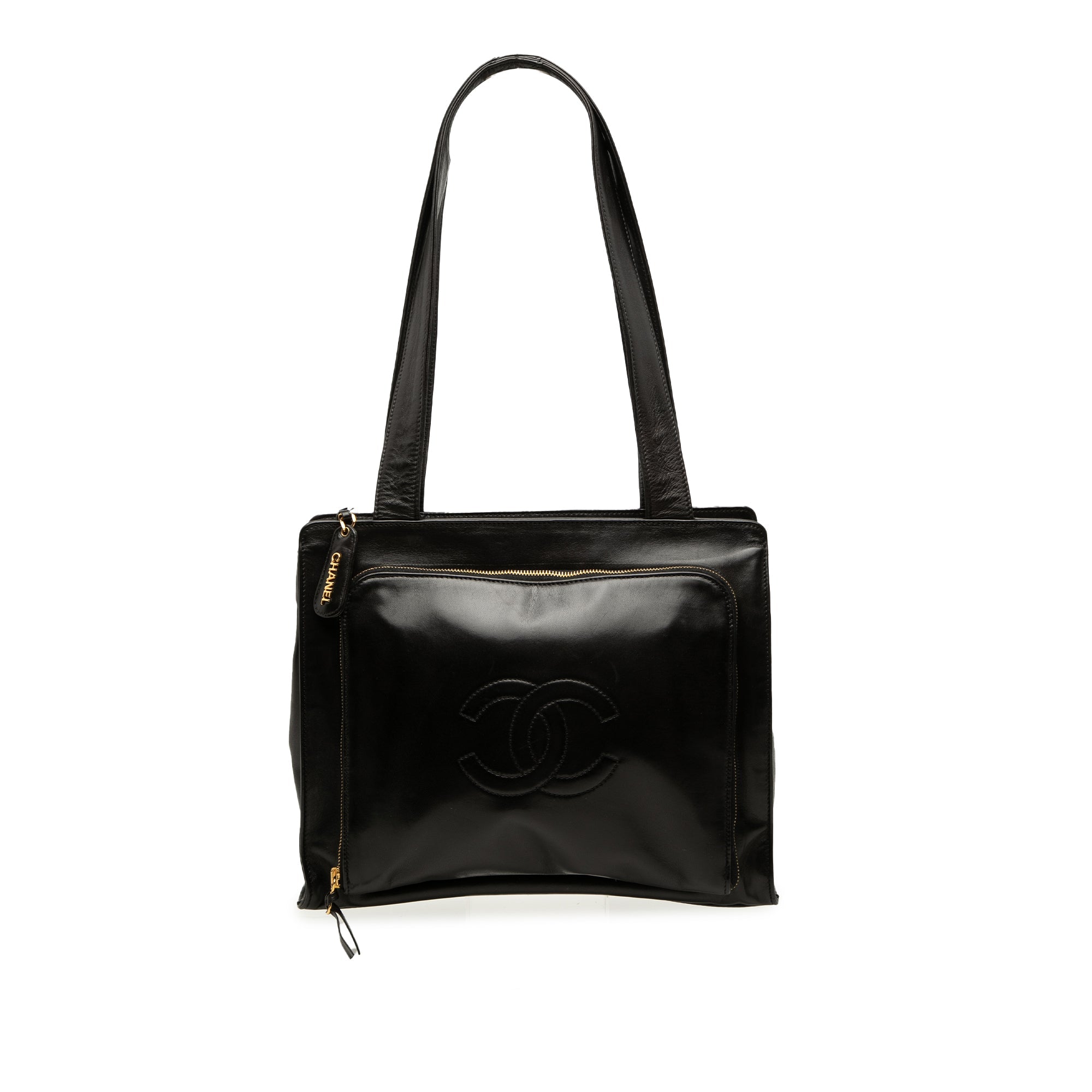 Vintage Chanel Black Front Zip Pocket