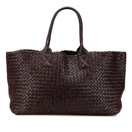 Vintage 2007 Bottega Veneta Medium Lambskin Intreccio Cabat Tote