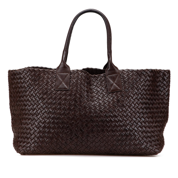 Vintage 2007 Bottega Veneta Medium Lambskin Intreccio Cabat Tote