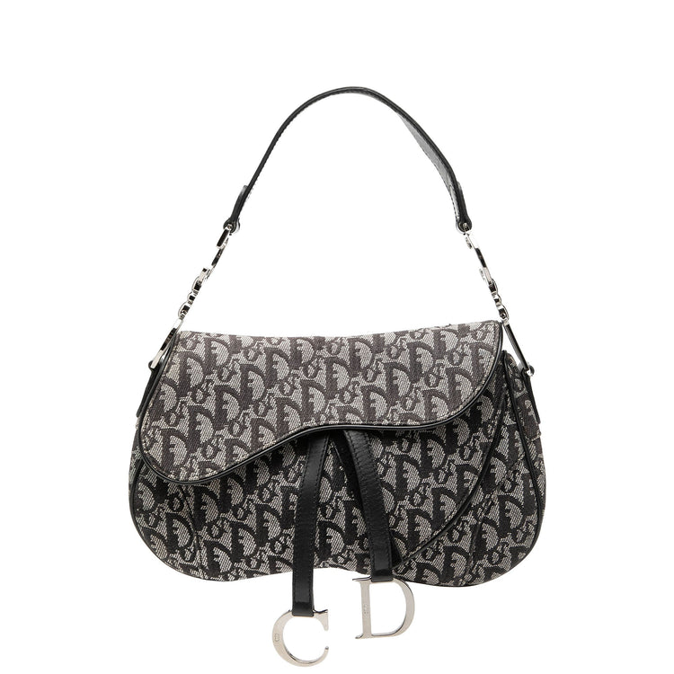 Vintage Dior Double Canvas Saddle Bag