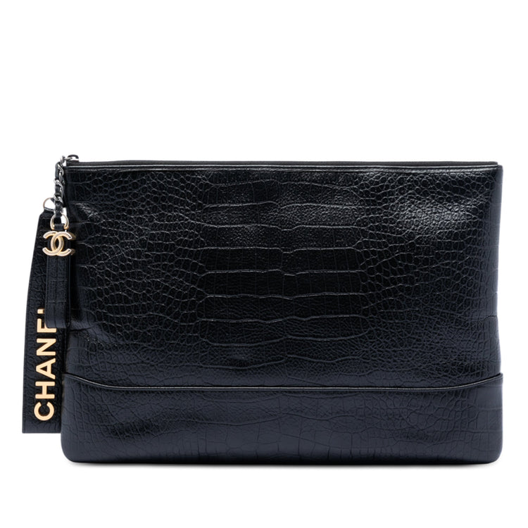 Vintage Chanel Croc Calfskin Cosmetic Bag