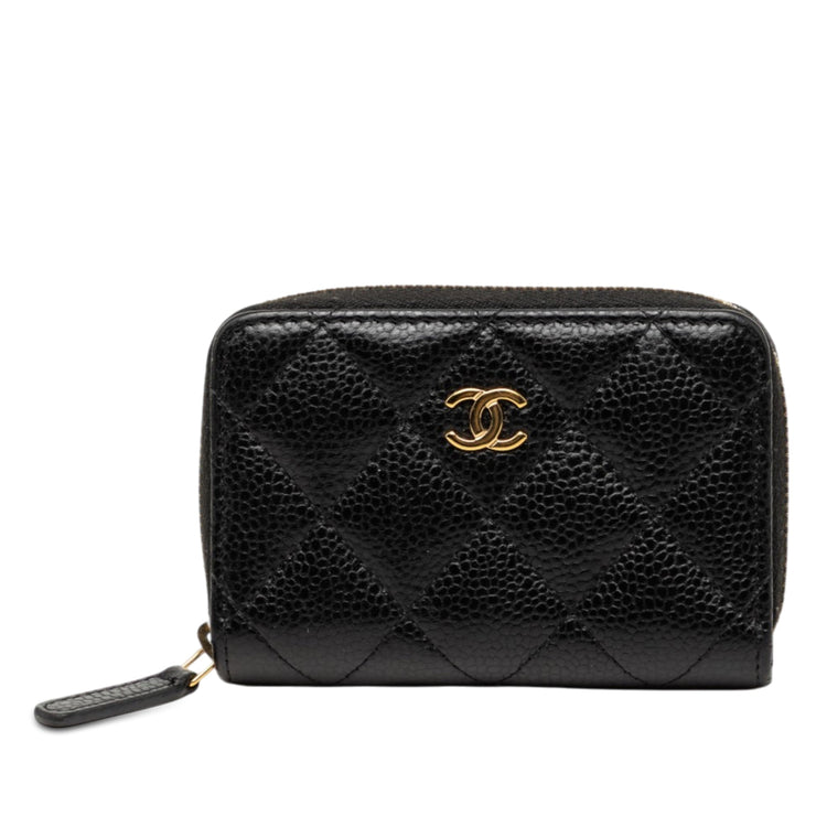 Vintage Chanel Quilted Caviar Zip Coin Pouch