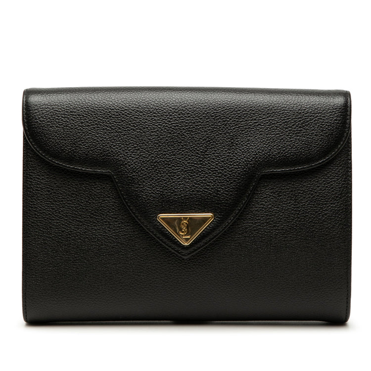 Vintage Saint Laurent Black Grained Clutch