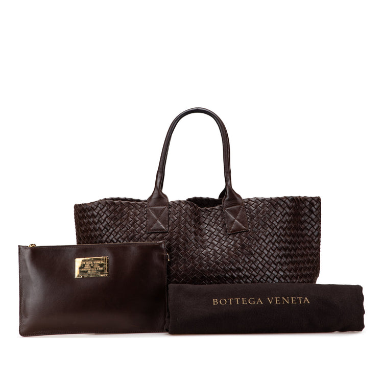 Vintage 2007 Bottega Veneta Medium Lambskin Intreccio Cabat Tote