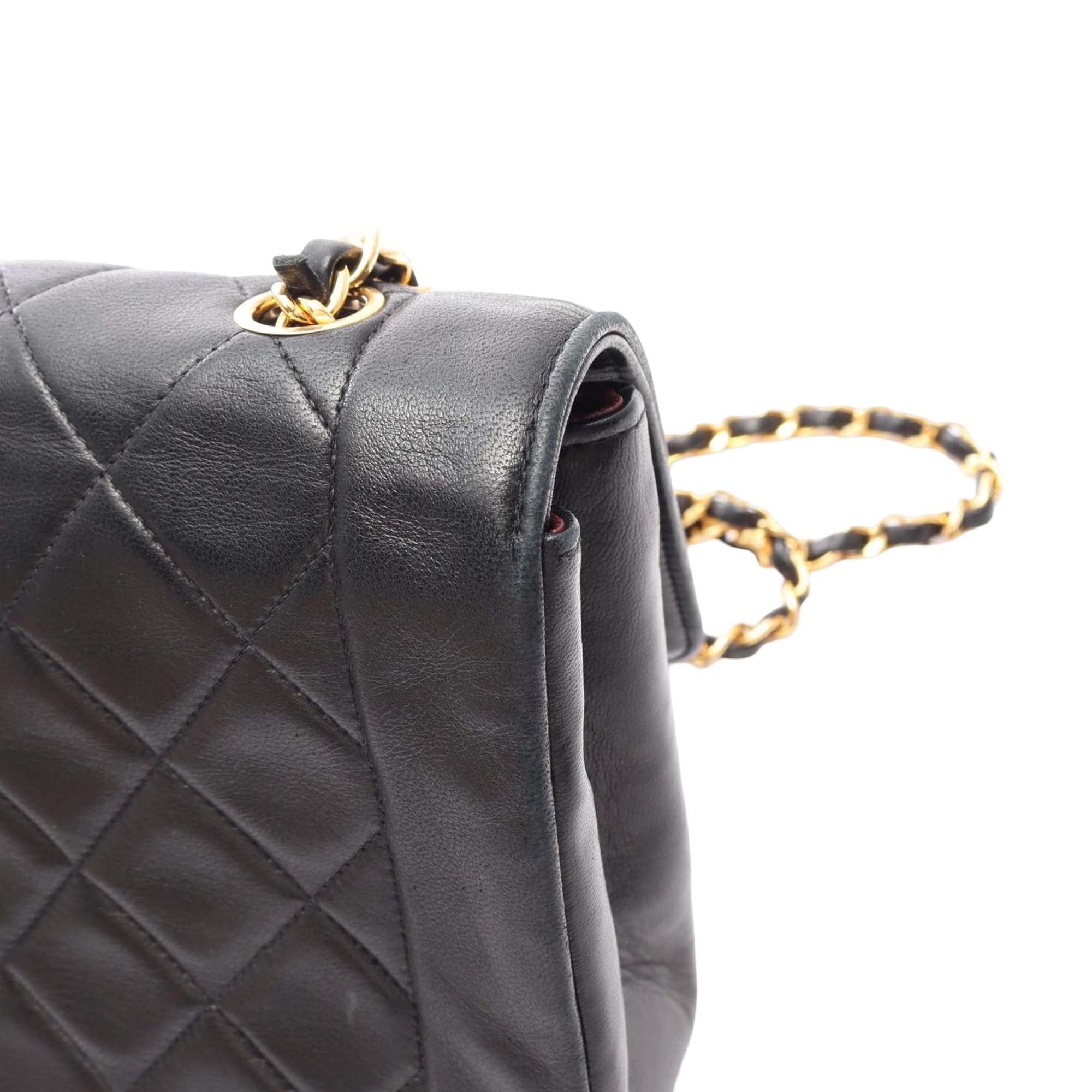 Vintage Chanel Medium Black Lambskin Flap