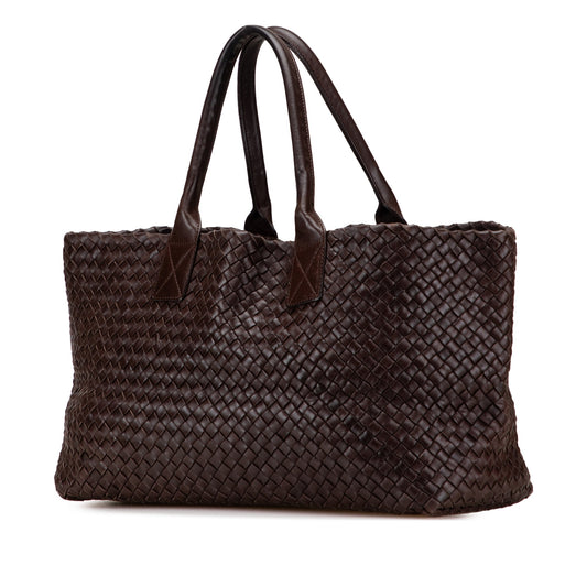 Vintage 2007 Bottega Veneta Medium Lambskin Intreccio Cabat Tote