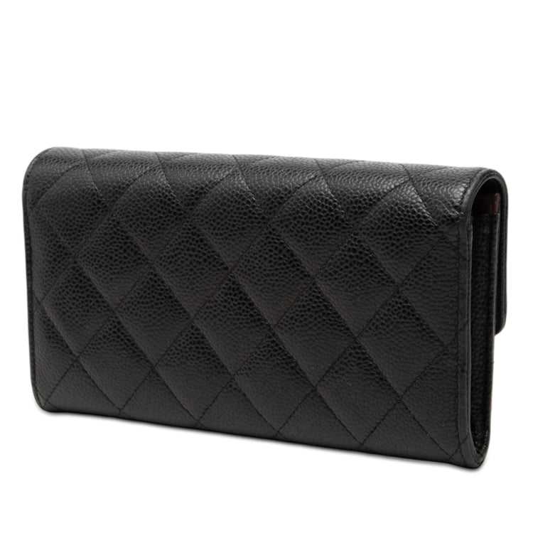 Vintage Chanel Black Quilted Flap Long Wallet