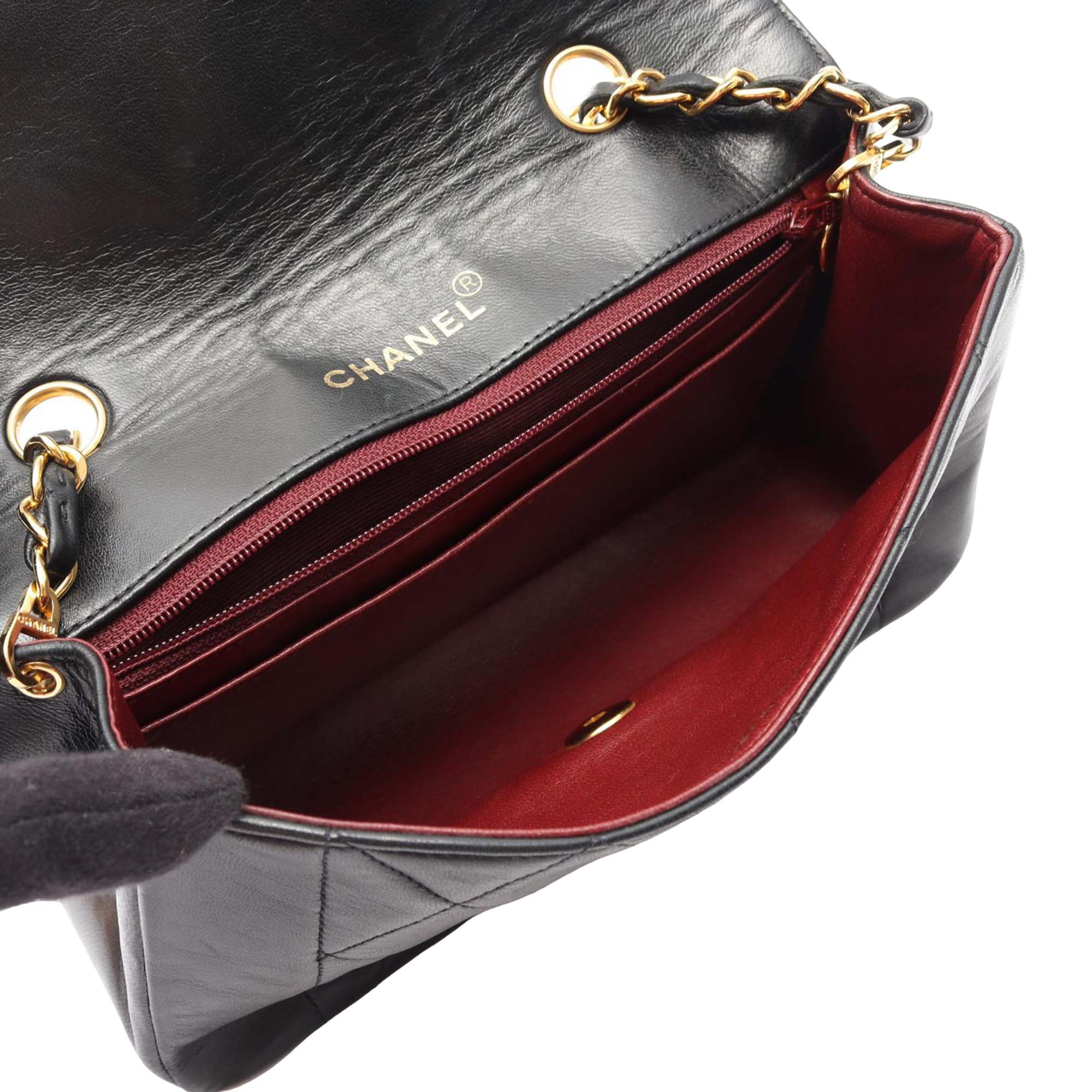 Vintage Chanel Small Black Lambskin Flap Bag