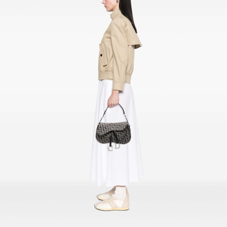 Vintage Dior Double Canvas Saddle Bag