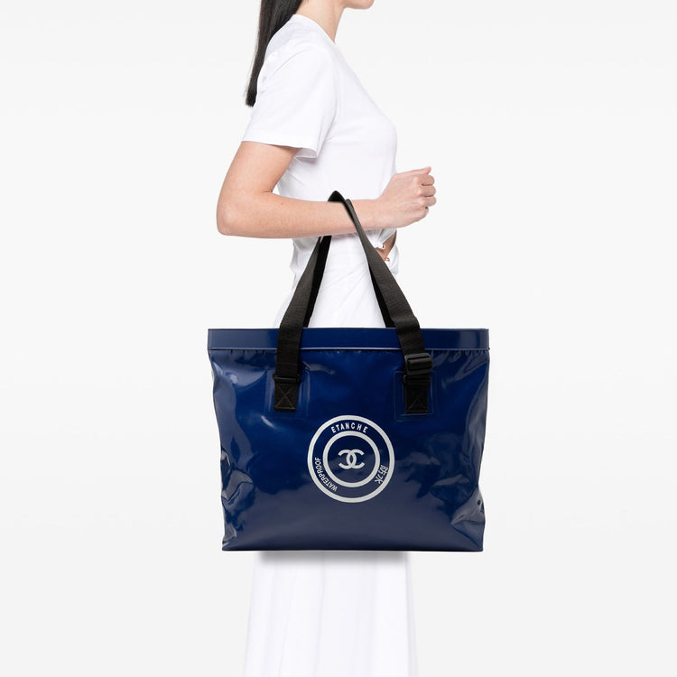 Vintage Blue Chanel Vinyl Tote