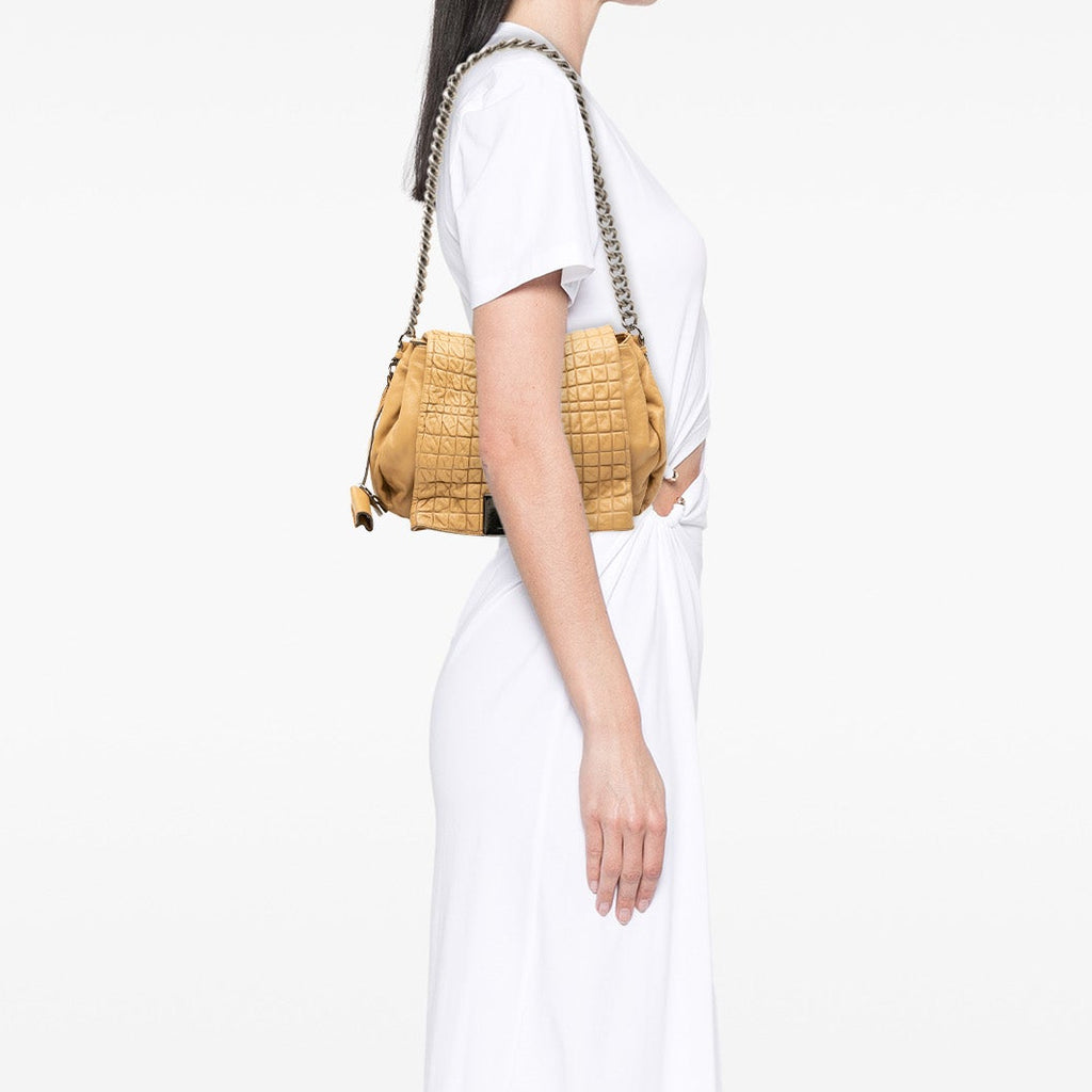 Vintage Celine Lambskin Beige Flap Shoulder Bag