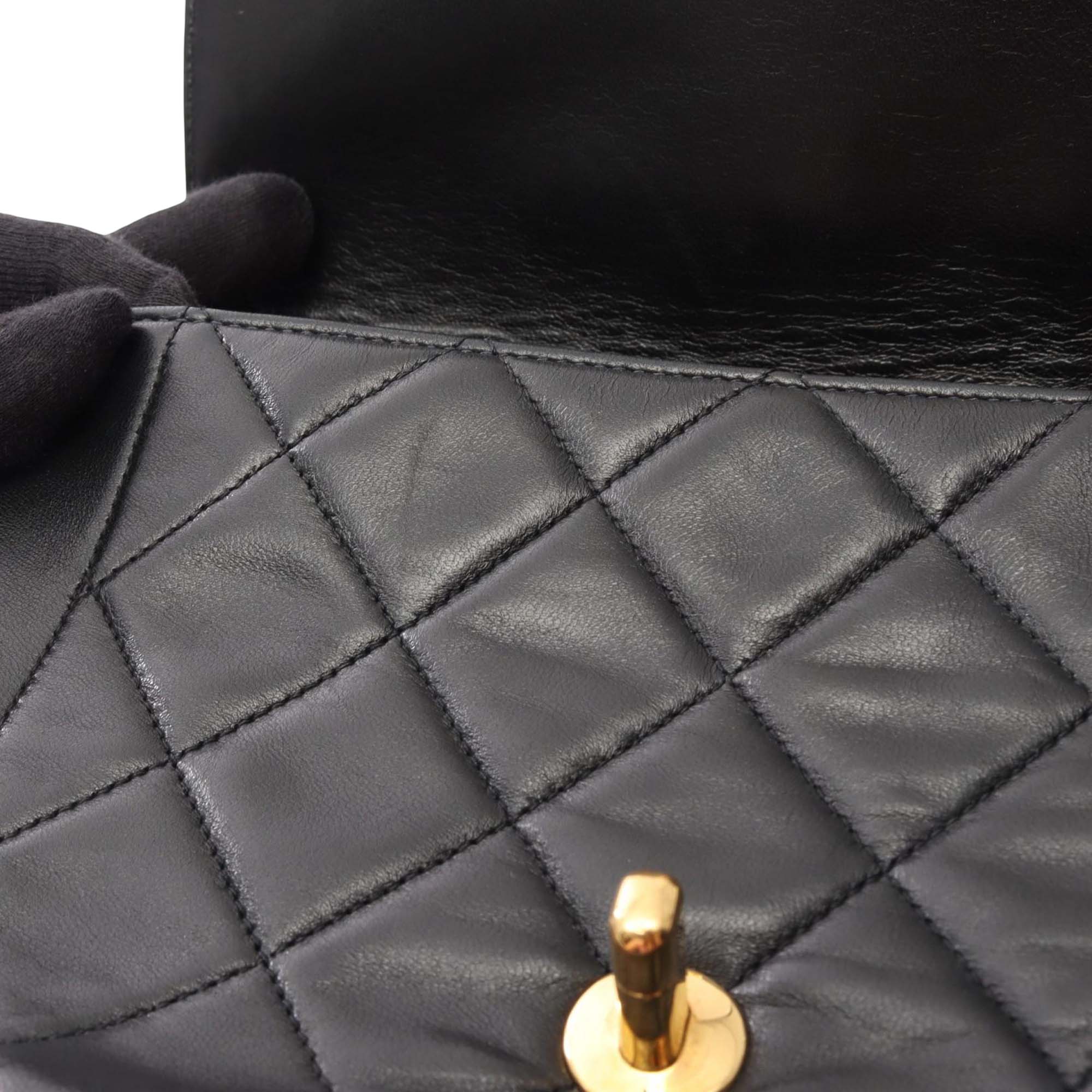 Vintage Chanel Small Black Lambskin Flap Bag