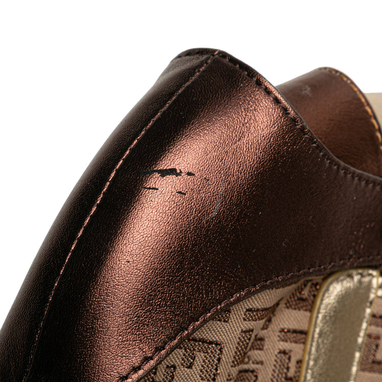 Vintage Zucchino Canvas and Metallic Leather Shoulder Bag