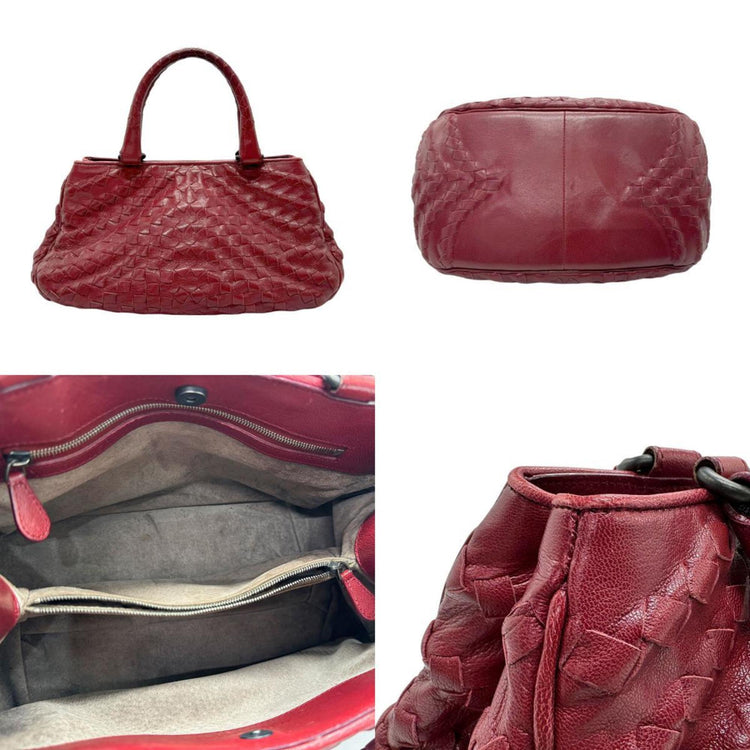 Vintage Bottega Veneta Red Intrecciato Leather Handbag