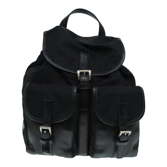 Vintage Prada Black Nylon and Leather Backpack