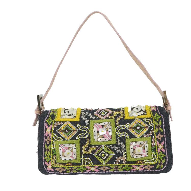 Vinage 2004 Fendi Denim Beaded Baguette