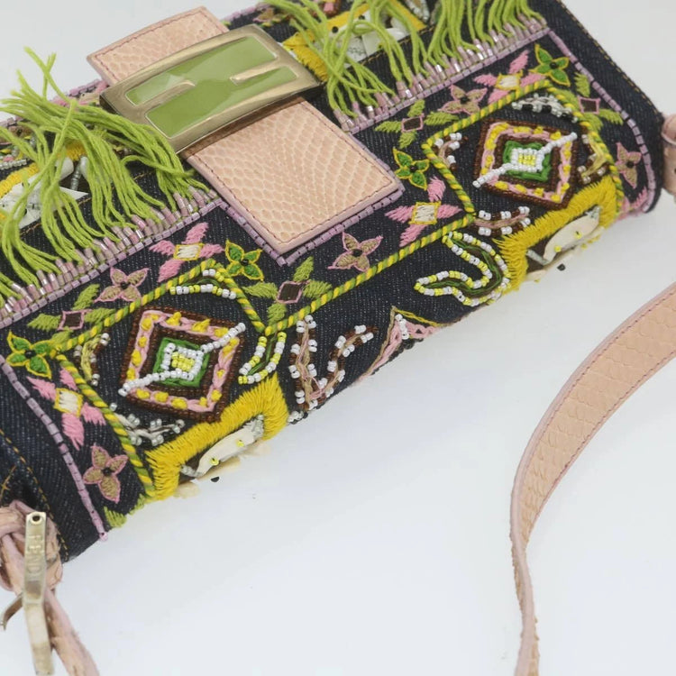 Vinage 2004 Fendi Denim Beaded Baguette