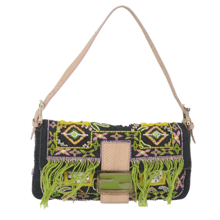 Vinage 2004 Fendi Denim Beaded Baguette