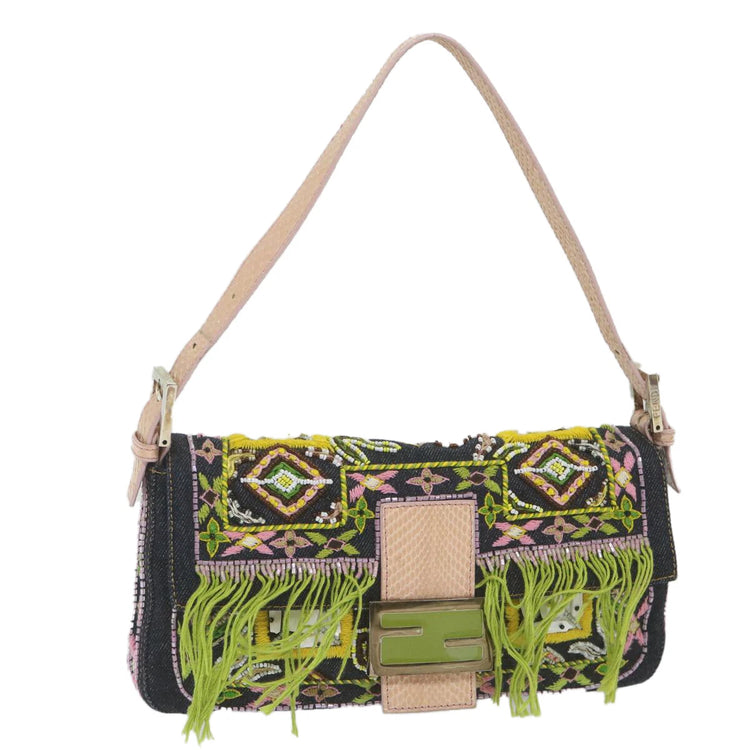 Vinage 2004 Fendi Denim Beaded Baguette