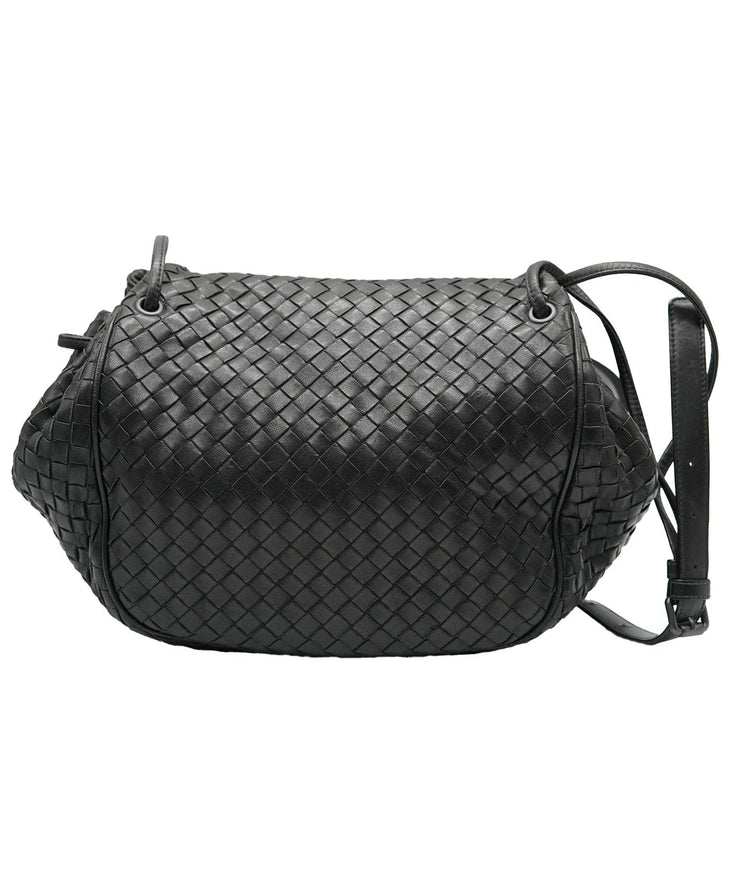 Pre-Loved Bottega Veneta Black Messenger Flap Bag