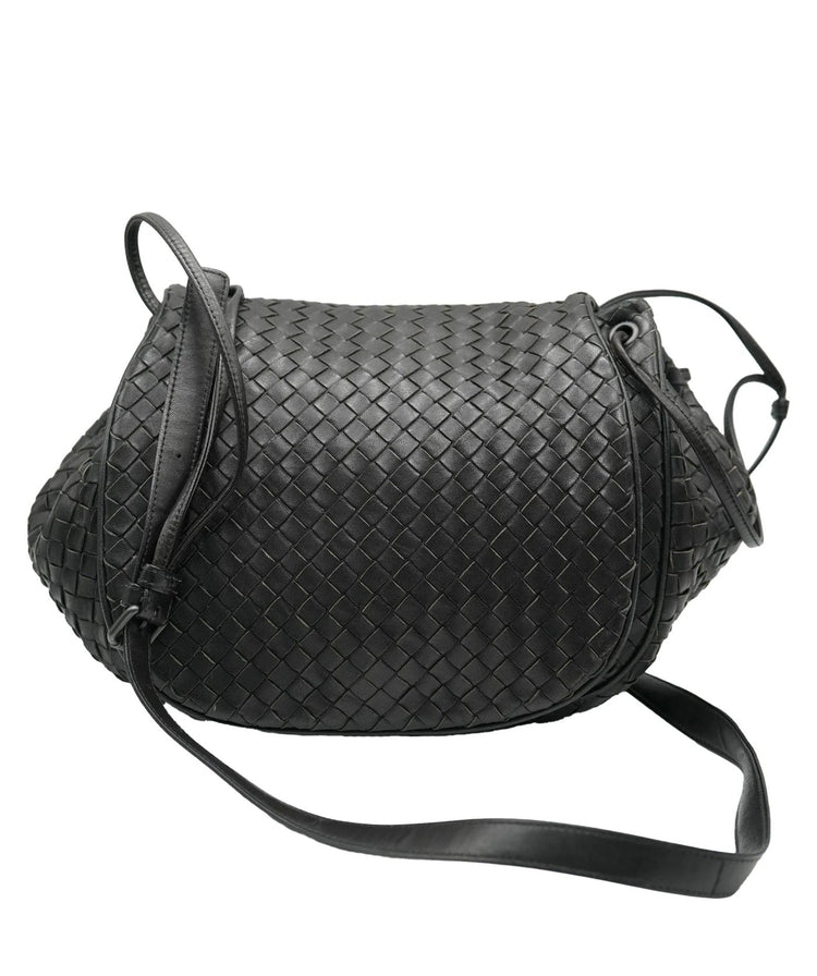 Pre-Loved Bottega Veneta Black Messenger Flap Bag