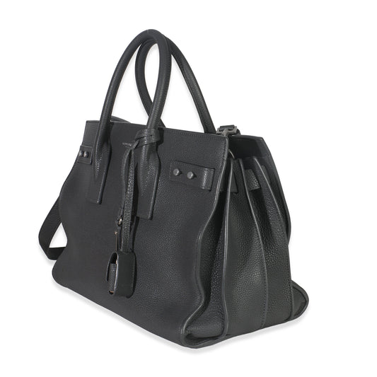 Grey Grained Calfskin Small Souple Sac De Jour