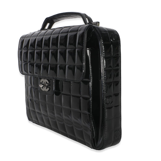 Chanel 2002 Patent Chocolate Bar Top Handle Flap Bag